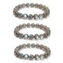 Natural Gray Labradorite Smooth Round Beaded Bracelet 10mm 7.5''Length 3 PCS/Set