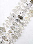 Natural Herkimer Diamond Quartz Center Drilled Size 10x18-15x25mm 15.5" Strand