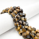 Natural Yellow Tiger Eye Smooth Faceted Nugget Chunks Approx. 10-15mm 64" Strand