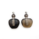 Natural Smoky Quartz Flat Bottom Perfume Bottle Silver & Golden Cap