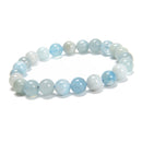 Multi Blue Aquamarine Smooth Round Beaded Bracelet 8mm 7.5'' Length 3 PCS/Set