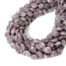 Natural Lepidolite Hexagram Cutting Faceted Coin Beads Size 10mm 15.5'' Strand