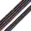 Rainbow Plated Hematite Faceted Rondelle Beads Size 1x2mm 2x4mm 15.5'' Strand