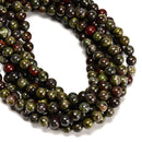 Natural Dragon Bloodstone Jasper Smooth Round Beads 6mm 8mm 10mm 12mm 15.5''Strd