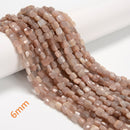 Natural Peach Moonstone Faceted Square Beads Size 6mm 8mm 15.5'' Strand