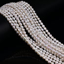 Natural White Fresh Water Pearl Baroque Shape Beads Size 5-6mm 15'' Strand