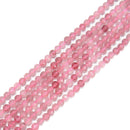 Natural Strawberry Quartz Faceted Round Beads Size 3mm 4mm 15.5'' Strand