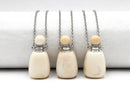 Natural Opal Essential Oil Necklace Flat Bottom Perfume Bottle & Silver Chain