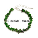 Natural Larimar/ Diopside Chips Beads Beaded Bracelet Size 5-8mm 7"-8.5'' Length