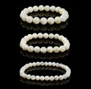 Iridescent White MOP Shell Round Beaded Bracelet 6mm 10mm 7.5''Length 3PCS/Set