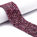 Natural Red Tourmaline Faceted Cube Beads Size 4mm 15.5'' Strand