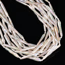 Natural White Fresh Water Pearl Long Stick Shape Beads Size 5x35mm 15.5'' Strand