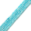 Aqua Blue Mother of Pearl MOP Shell Faceted Cube Beads Size 4.5mm 15.5'' Strand