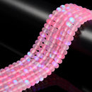 Pink Mystic Mermaid Glass Matte Rondelle Beads Size 4x6mm 5x8mm 15.5'' Strand