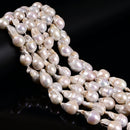 Natural White Fresh Water Pearl Baroque Shape Beads 13-15x15-20mm 15.5" Strand