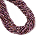 Natural Ruby Faceted Round Beads Size 3.5-4mm 15.5'' Strand