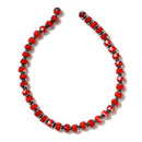Red Crystal Glass with Metallic Silver Design Faceted Round Beads 8mm 12''Str