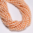 Natural Pink Fresh Water Pearl Ringed Baroque Shape Beads 4-5x6-7mm 13.5" Strand