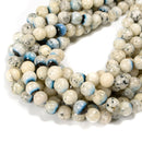 Natural Blue Ice (Nakaurite) Smooth Round Beads Size 6mm 8mm 10mm 15.5'' Strand
