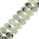 Natural Prehnite Rectangle Slice Faceted Octagon Beads 15x20mm 15.5'' Strand