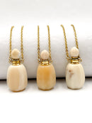 Natural Yellow Opal Necklace Flat Bottom Perfume Bottle & Golden Chain