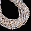 Natural White Fresh Water Pearl Baroque Shape Beads Size 5-6mm 15'' Strand