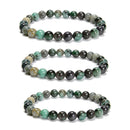 Natural Emerald Smooth Round Beaded Bracelet Size 8mm 7.5'' Length 3 PCS/Set