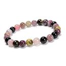 Light Multi Tourmaline Smooth Round Beaded Bracelet 8mm 7.5'' Length Sold by Piece