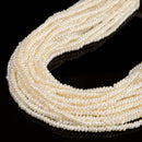 Grade A White Fresh Water Pearl Smooth Rondelle Button Beads 2x4mm 14'' Strand