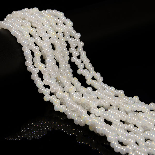 White AB Crystal Glass Off Center Drilled Rondelle Beads Size 4x6mm 15.5''Strand