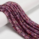 Natural Ruby Faceted Rondelle Beads Size 3x5mm 3x6mm 4x6mm 4x7mm 15.5'' Strand