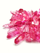 Electroplated Fuchsia Pink Quartz Side Drilled Points 15-30mm 15.5" Strand