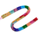02-Multi-color Gemstone Smooth Rondelle Beads Size 2x6mm 15.5'' Strand