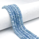 Natural Aquamarine Faceted Rondelle Beads Size 3x4mm 3x5mm 4x6mm 15.5" Strand