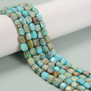 Light Blue Sea Sediment Jasper Rectangle Cube Beads Size 6x7mm 15.5'' Strand