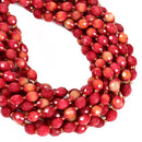 Apple Coral Color Dyed Jade Faceted Rice Beads Size 8x10mm 15.5'' Strand