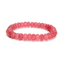 Rhodochrosite Color Dyed Jade Smooth Rondelle Beaded Bracelet 5x8mm 7.5'' Length