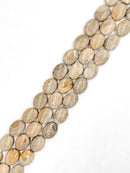 Natural Fossil Coral Smooth Flat Oval Shape Beads Size 10-15x14-20mm 15.5" Strd