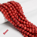 Coral Red Dyed Jade Smooth Round Beads Size 6mm 8mm 10mm 15.5'' Strand
