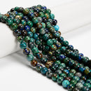 Natural Azurite Malachite Chrysocolla Smooth Round Beads 6mm 8mm 10mm 15.5'' Std