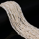 White Fresh Water Pearl Side Drill Nugget Beads 2.2-2.5mm x 4-5mm 13.5'' Strand