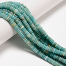 Natural Blue Amazonite Smooth Rondelle Beads Size 2x6mm 15.5'' Strand