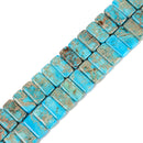 Blue Sea Sediment Jasper Double Drill Rectangle Beads 5x10mm 10x20mm 8'' Strand