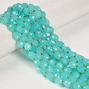 Blue Green Amazonite Color Dyed Jade Faceted Rice Beads 8x10mm 15.5'' Strand