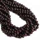 02- Natural Red Garnet Smooth Round Beads 5-5.5mm 7-7.5mm 9-9.5mm 15.5" Strand