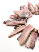 Natural Pink Opal Graduated Free Form Slice Beads Size 25x35mm-35x65mm 16'' Strd