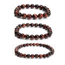 Red Tiger Eye Smooth Round Beaded Bracelet 6mm 8mm 10mm 7.5'' Length 3 PCS/Set