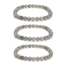 Natural Gray Labradorite Smooth Round Beaded Bracelet 6mm 7.5'' Length 3 PCS/Set