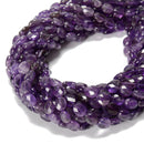 Natural Dark Amethyst Faceted Oval Beads Size 8x10mm 15.5'' Strand