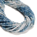 Natural Gradient Aquamarine Faceted Cube Beads Size 4mm 15.5'' Strand